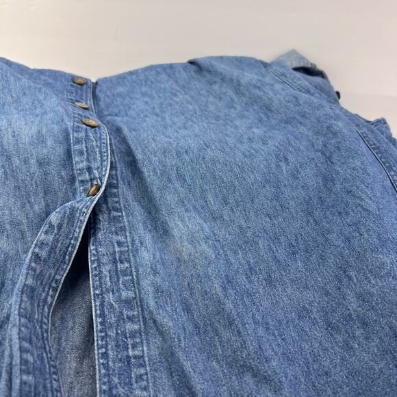 VTG Eddie Bauer Denim Long Sleeve Button Up Maxi Dress Prairie Cottage Modest - Picture 15 of 16